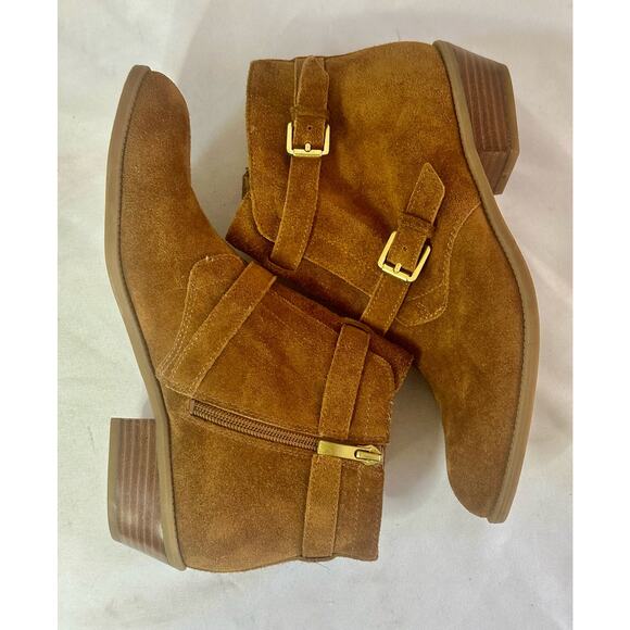 Franco Sarto Rynn Ankle Boots- Booties-Size 7 leather Upper Suede Tan - Picture 5 of 8